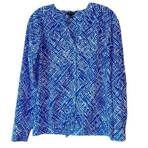 Ann Taylor Blue And White Button Down Top Size XS